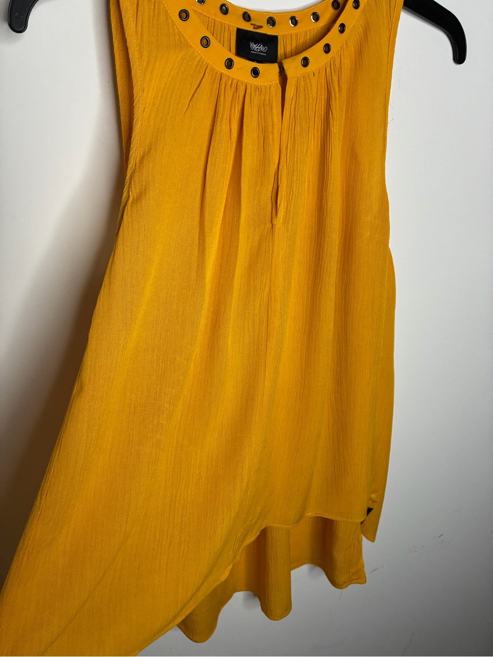 Mossimo Supply Co Vntg Mustard Layering, Sleeveless High-Low Eyelet Neck Skirt